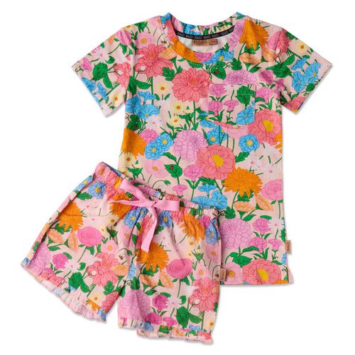 Kip&Co Follow The Sun Organic Cotton Short Sleeve Tee & Frill Short PJ Set